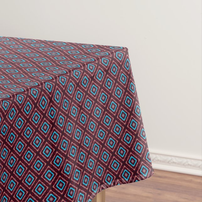 Toalha De Mesa Red With Blue Diamond (Posição Original)