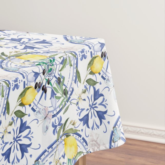 Toalha De Mesa Redondo,ornamentado,azulejo espanhol,mediterrâneo, (Posição Original)