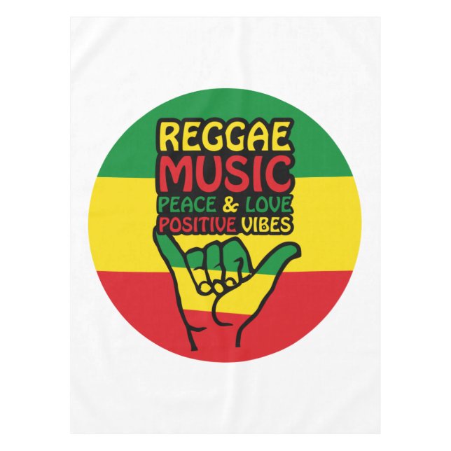 Toalha De Mesa Reggae Shaka Hand com citações positivas (Frente)