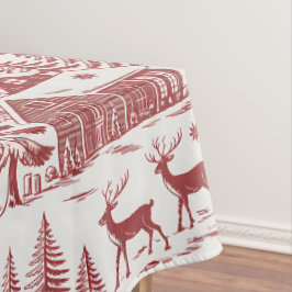 Toalha De Mesa Reindeer de Ilustração Vintage e Casas de inverno
