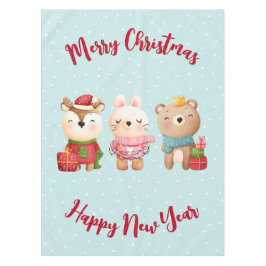 Toalha De Mesa Reindeer, Urso e Coelho Feliz Natal