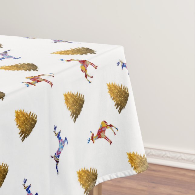 Toalha De Mesa Reindeers Holiday Tree  (Posição Original)