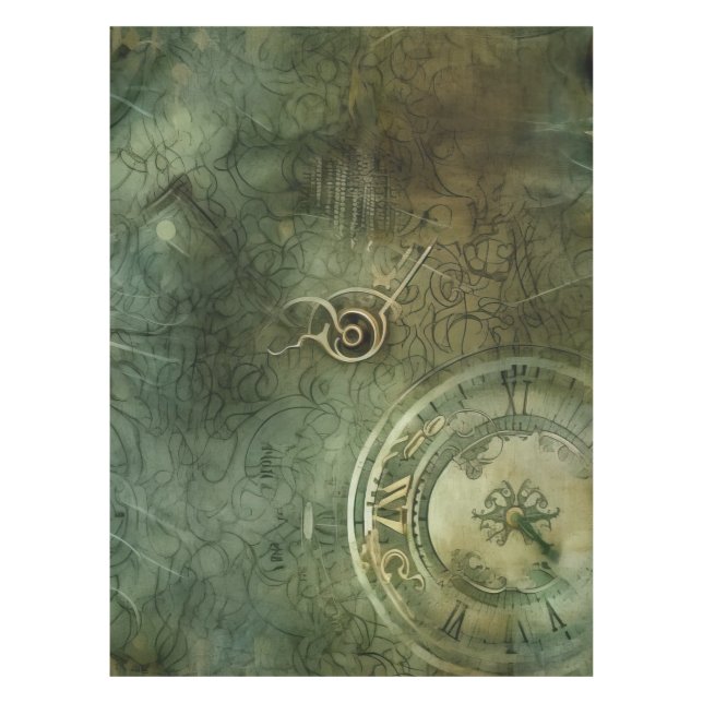 Toalha De Mesa Relógio Russo Emerald Green Steampunk (5) (Frente)
