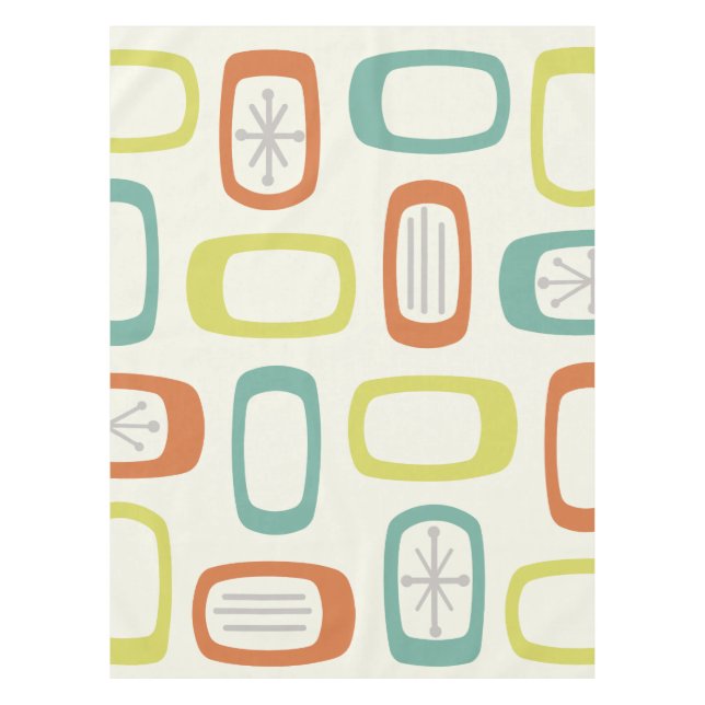 Toalha De Mesa Retângulos Arredondados MCM do Meio-Século (Frente)