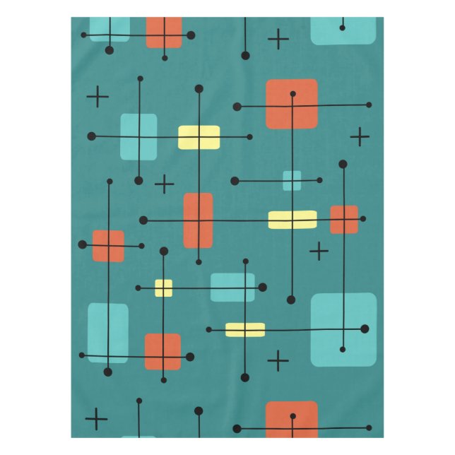 Toalha De Mesa Retângulos Arredondados Teal Quadrado (Frente)