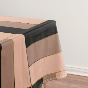 Toalha De Mesa Retângulos Geométricos Pretos de Mocha Castanho