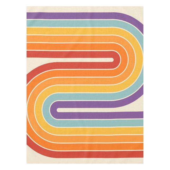 Toalha De Mesa Retro 1970s Style Arched Stripes Geometric Pattern (Frente)