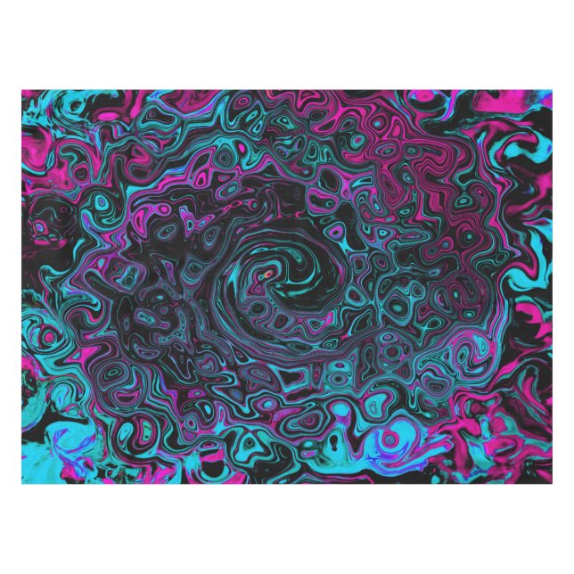 Toalha De Mesa Retro Aqua Magenta e Abstrato preto (Frente (Horizontal))