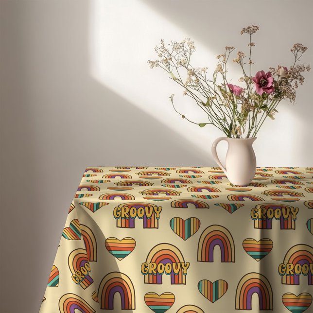 Toalha de Mesa Retrô Arco-Íris Anos 60 Pastel Aleg (Retro Rainbow Tablecloth 60s Pastel Table Joy)