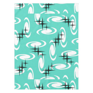 Toalha De Mesa Retro Atomic Agirls Stars Turquoise