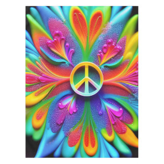 Toalha De Mesa Retro Boho Tablecloth Sinal de Paz Vintage Hippie