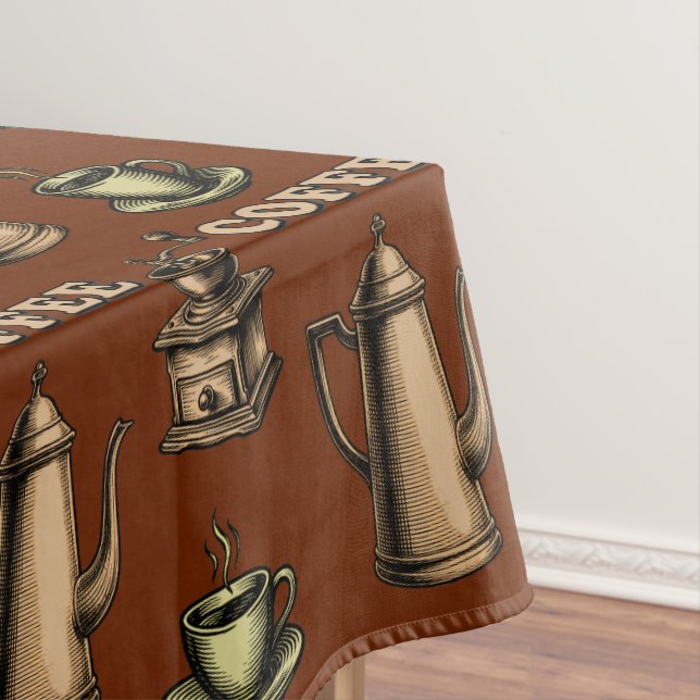 Toalha De Mesa Retro Coffee Cafe Pattern (Posição Original)