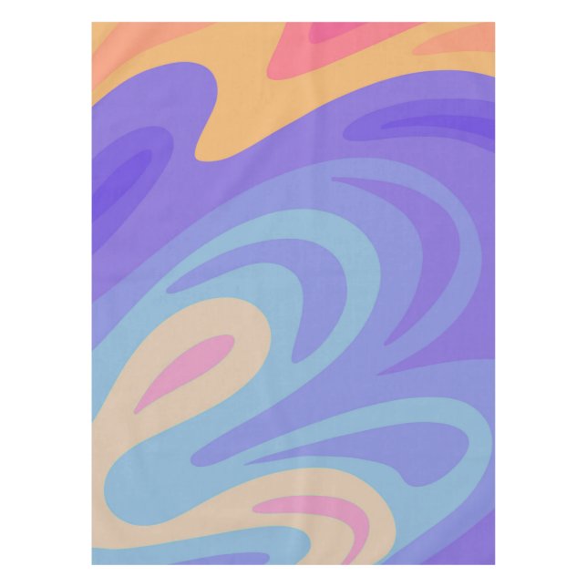 Toalha De Mesa Retro-espirais - roxo e laranja (Frente)