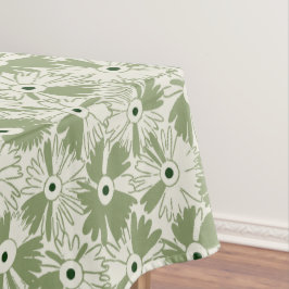 Toalha De Mesa Retro Farmhouse Wildflower Large Scale Olive Green