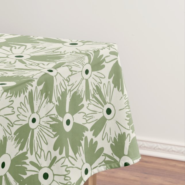 Toalha De Mesa Retro Farmhouse Wildflower Large Scale Olive Green (Posição Original)
