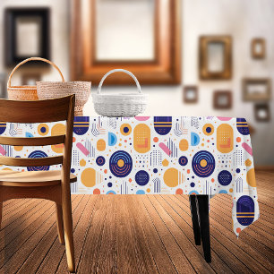 Toalha De Mesa Retro Geométrico Abstrato Pat#7 Indigo ID1067
