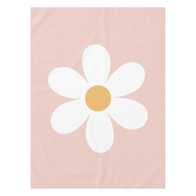 Toalha De Mesa Retro margarida rosa boho (Frente)