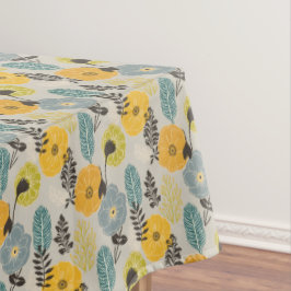 Toalha De Mesa Retro Moderno Floral na Cinza