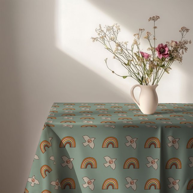 Toalha De Mesa Retro Pastel Tablecloth 70s Groovy Earthy Vibes (Retro Pastel Tablecloth 70s Groovy Earthy Vibes)