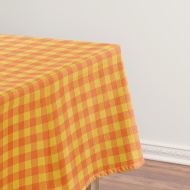 Toalha De Mesa Retro Yellow Orange Gingham Picnic Table Decor (Posição Original)