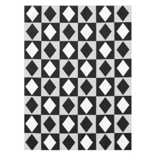 Toalha De Mesa Rhombus Diamond Geométrico Branco Negro