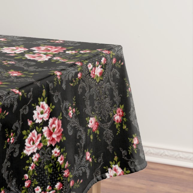 Toalha De Mesa Rococo Floral-Negro Elegante Francês (Posição Original)
