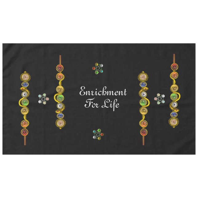 TOALHA DE MESA ROD ASCLEPIUS 7 CHAKRAS,YOGA,TABELA DE ENERGIA ESP (Frente (Horizontal))