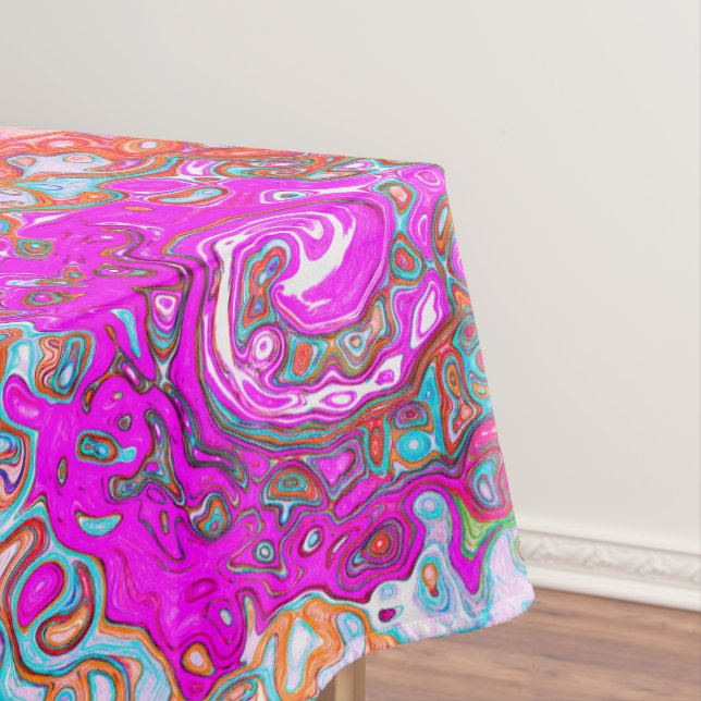 Toalha De Mesa Rodovalho Abstrato da Groovy Roxo e Laranja (Posição Original)