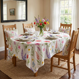 Toalha De Mesa Rosa Azul Salmão Lavanda Pastel Flor Silvestre