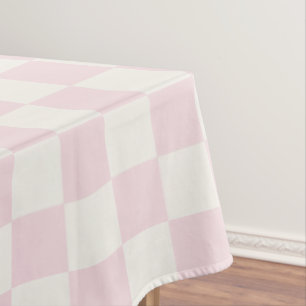 Toalha De Mesa Rosa Bege e Xadrez Moderno Branco Quente