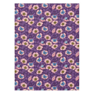 Toalha De Mesa Rosa de cão e borboletas em rosa e roxo