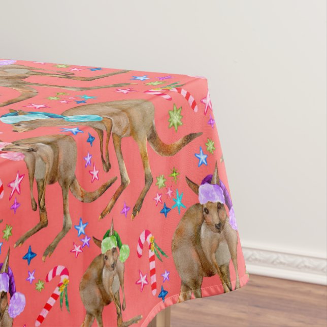 Toalha De Mesa Rosa de Natal do canguru australiano (Posição Original)