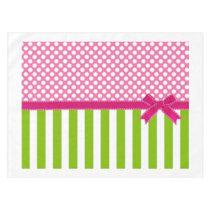 Toalha De Mesa Rosa formal e verde limão listrados