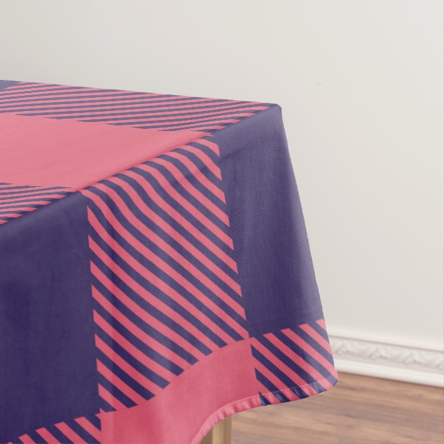Toalha de Mesa Rosa Magenta Índigo Xadrez Búfalo (Posição Original)