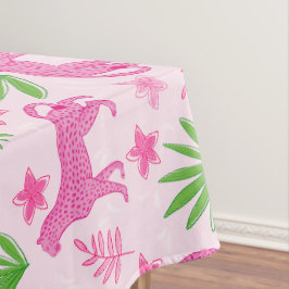 Toalha De Mesa Rosa Préppy Cheetah Floral / Chique Animal Rosa
