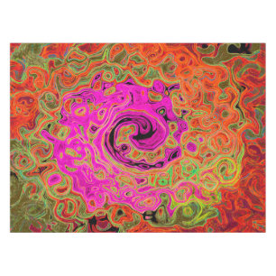 Toalha De Mesa Rosa Quente Groovy Abstrato Retro Líquido Redemoin