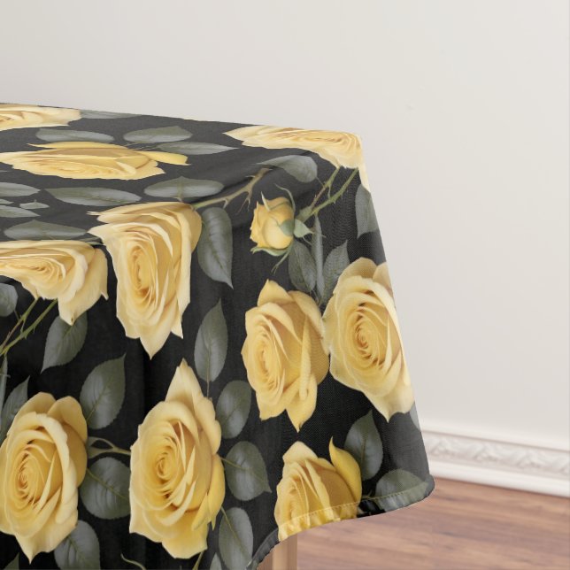Toalha De Mesa Rosas Amarelas Douradas (Posição Original)