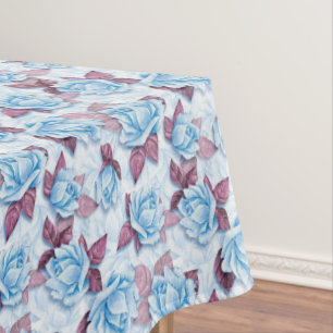 Toalha De Mesa Rosas azuis. Padrão floral