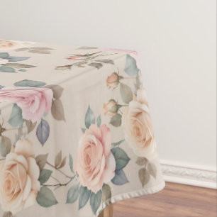 Toalha De Mesa Rosas Delicadas em Aquarela em Cores Pastéis Suave