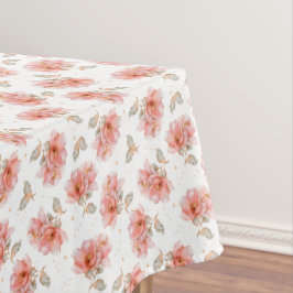 Toalha De Mesa Rosas e Folhas Rosa