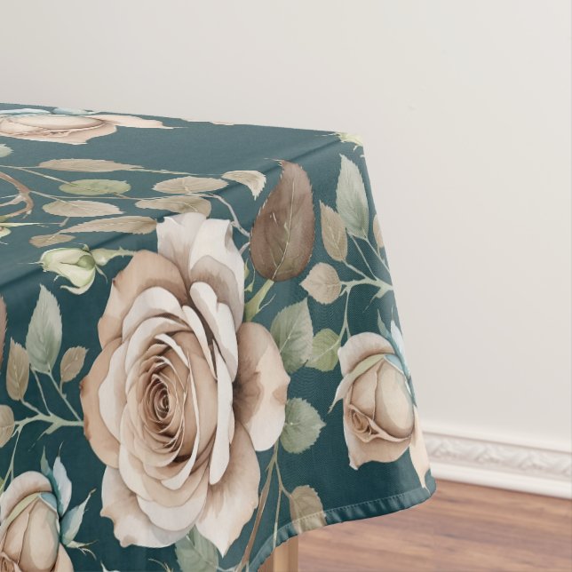 Toalha De Mesa Rosas em Aquarela em Tons Pálidos (Posição Original)