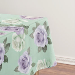Toalha De Mesa Rosas Lilás Suaves E Brancas Com Efeitos De Aquare