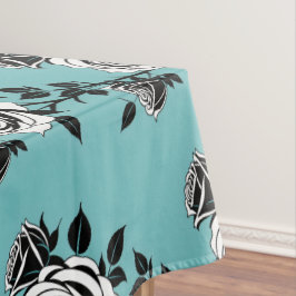 Toalha De Mesa Rosas Pretas e Brancas Ilustradas