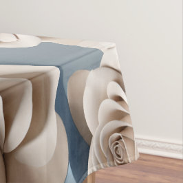 Toalha De Mesa Rosas renderizadas em 3D em tons de azul e branco
