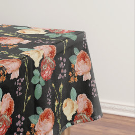 Toalha De Mesa Rosas Rosa-Chic Elegantes Floral a Preto