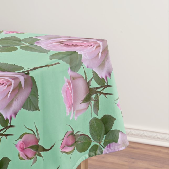 Toalha De Mesa Rosas Rosa Suave Com Destaques Lavanda Sutis (Posição Original)