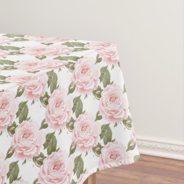 Toalha De Mesa Rosas Rosa Vintage "60x84" (Posição Original)