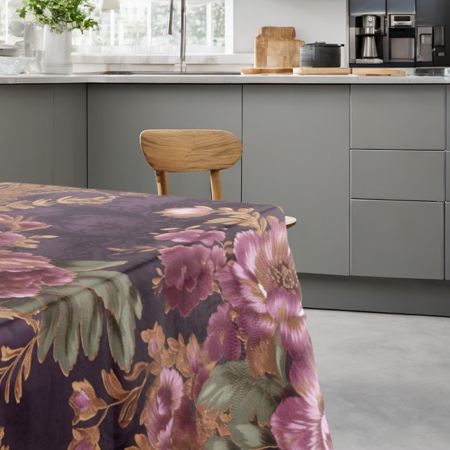 Toalha De Mesa Rosas roxas vitorianas de rendas Elegantes (Criador carregado)