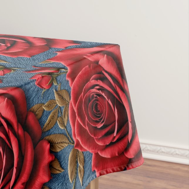 Toalha De Mesa Rosas Vermelhas Aveludadas (Posição Original)
