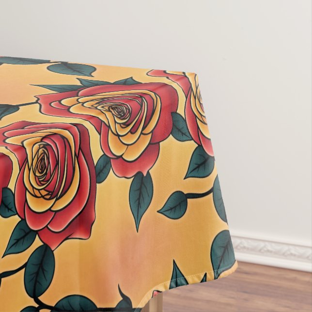 Toalha De Mesa Rosas Vermelhas E Amarelas (Posição Original)